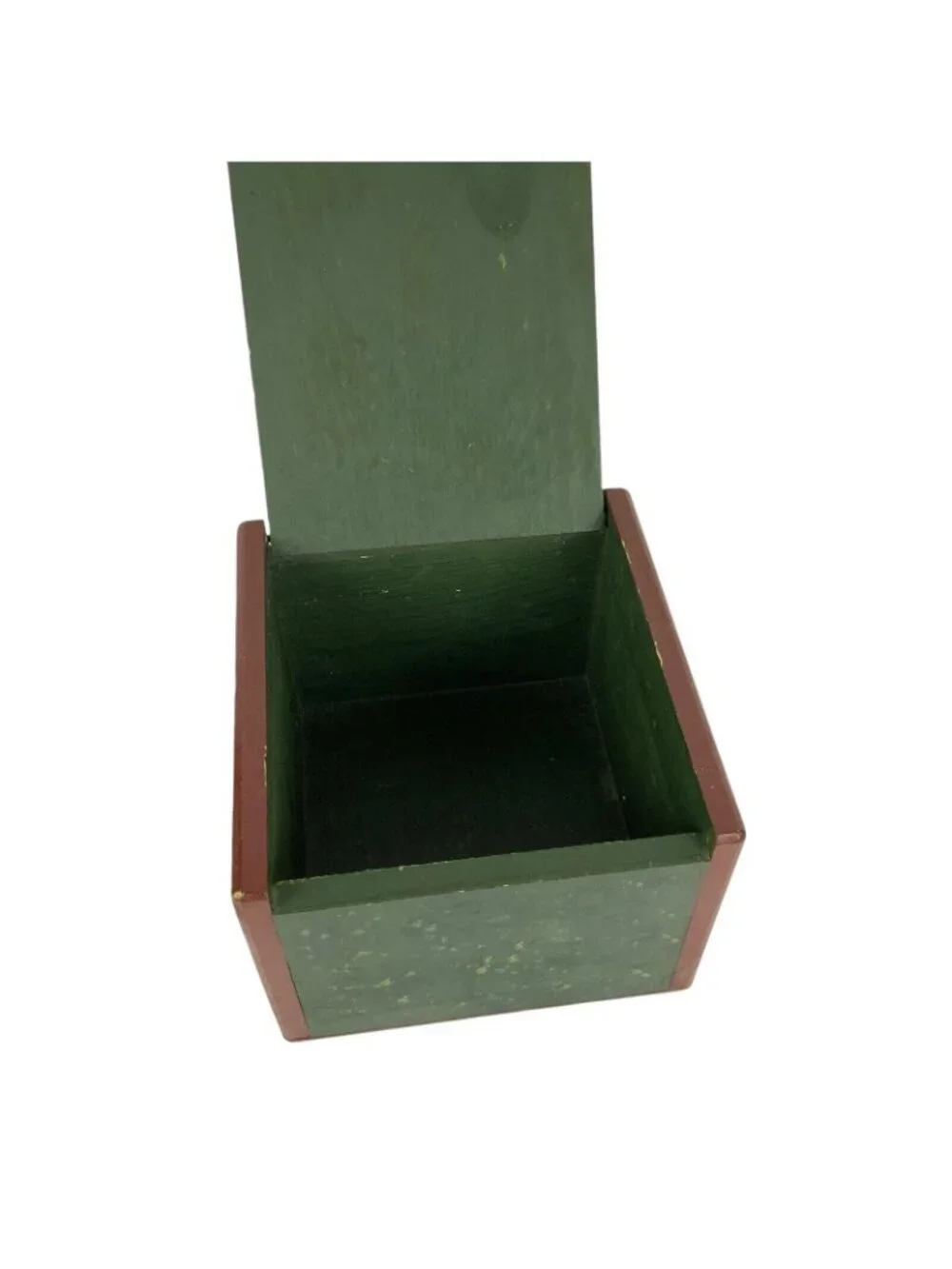 Hand Painted Wood Recipe Box Card File Apple Green Red Country Kitchen Farmhouse